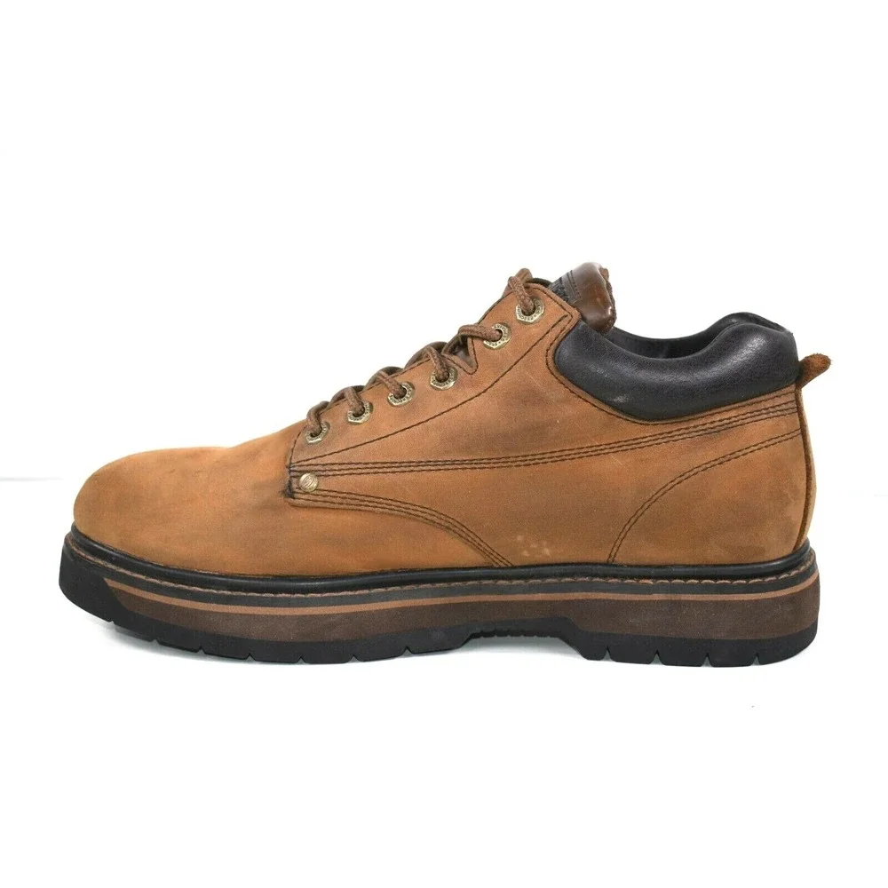 Skechers Mens 12 Vintage Brown Leather Boots Chunky Punk Goth Y2K 90s Grunge 743